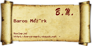Baros Márk névjegykártya